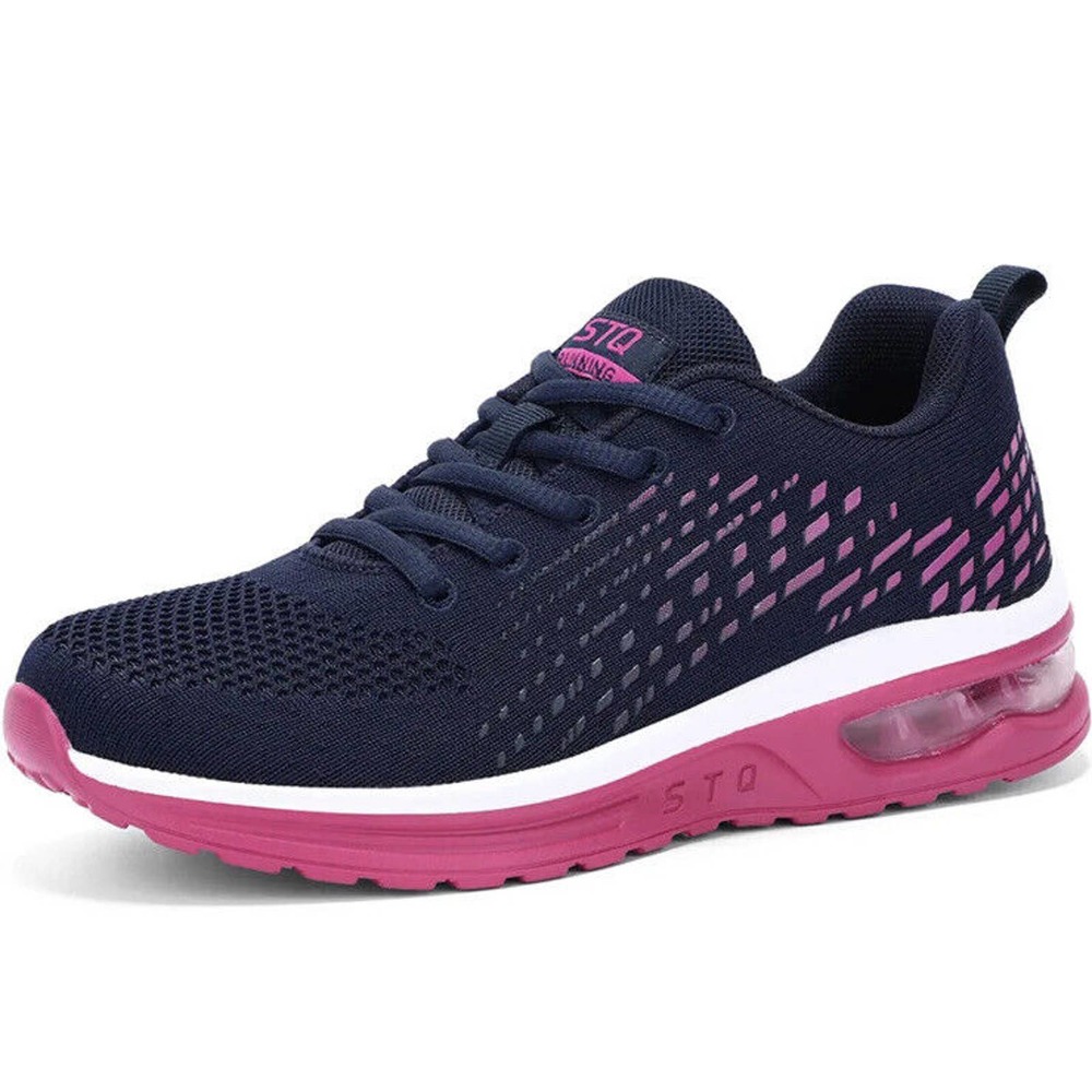 STQ Women's Running Shoes Breathable Air Cushion Sneakers Sz 9 Navy Rose Pink